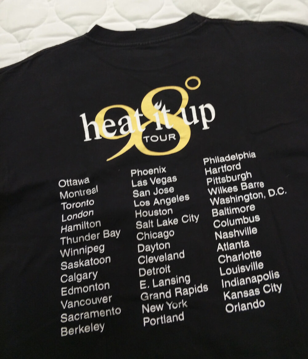 t-shirt with tour cities
