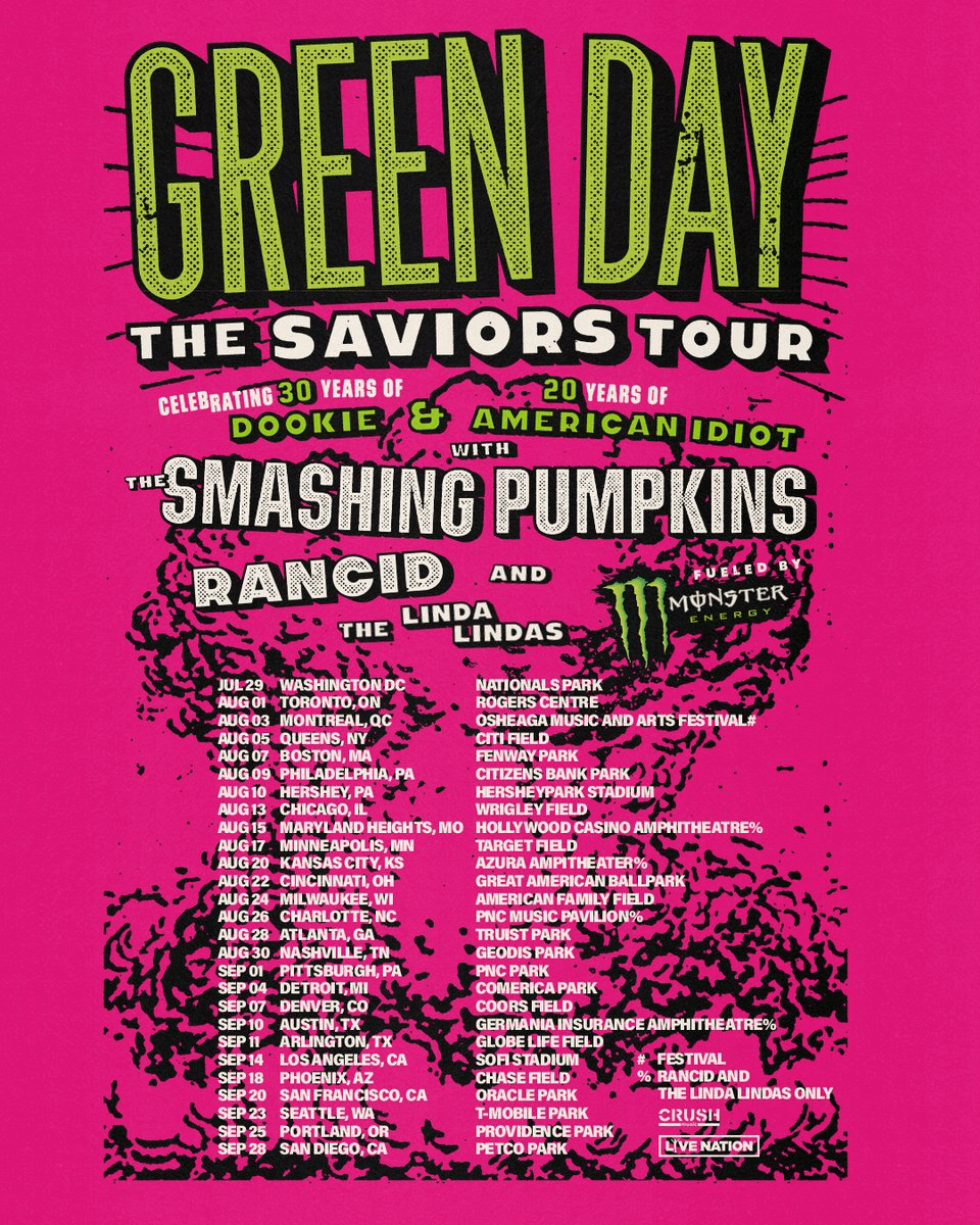 Green Day, The Saviors Tour schedule