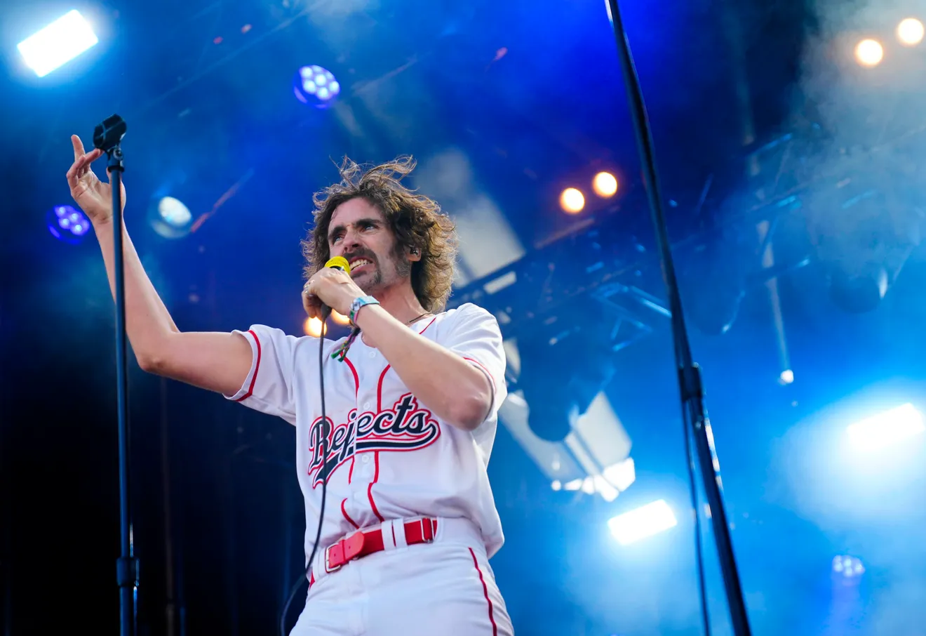Tyson Ritter with a fu manchu mustache