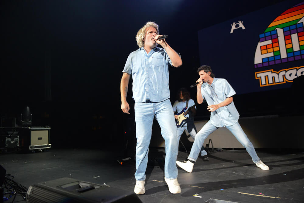 OH!3 wearing Canadian tuxedos