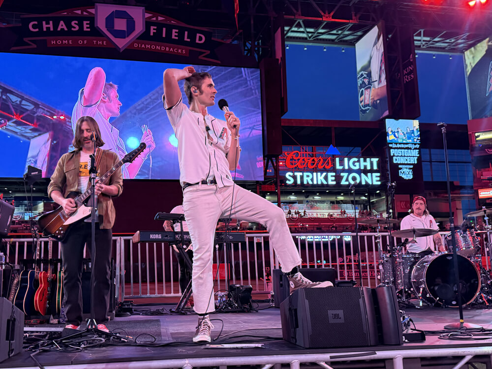 Nick, Tyson, and Chris. Tyson has his foot up on the amp