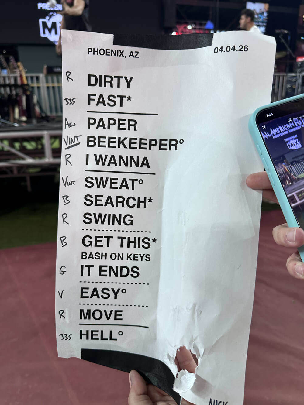 paper setlist