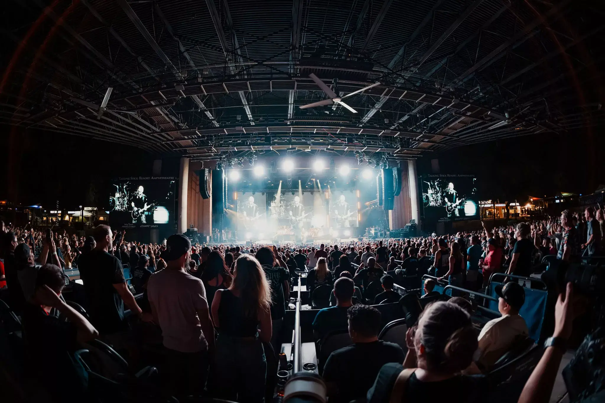 fisheye view of the stage and crowd