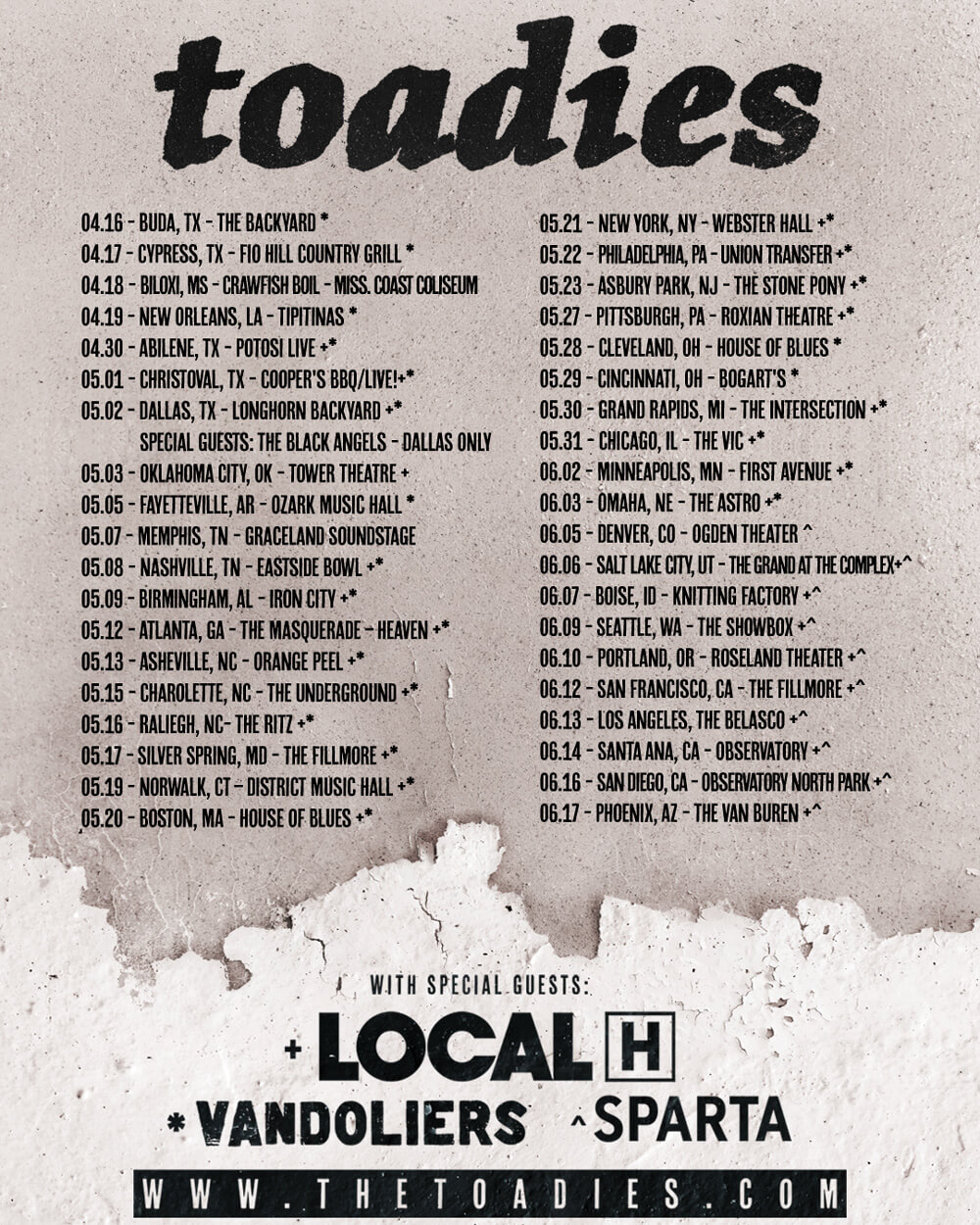 Toadies tour schedule