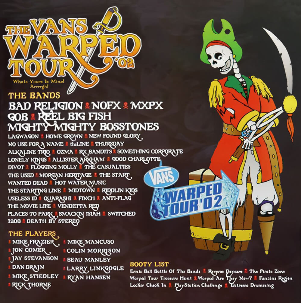 pirate themed Warped Tour 2002 lineup